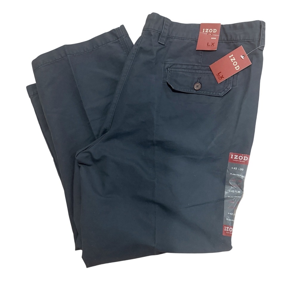IZOD Soho LX Sport Men's Gray Pants 42x30 100% Cotton Straight Leg NWT